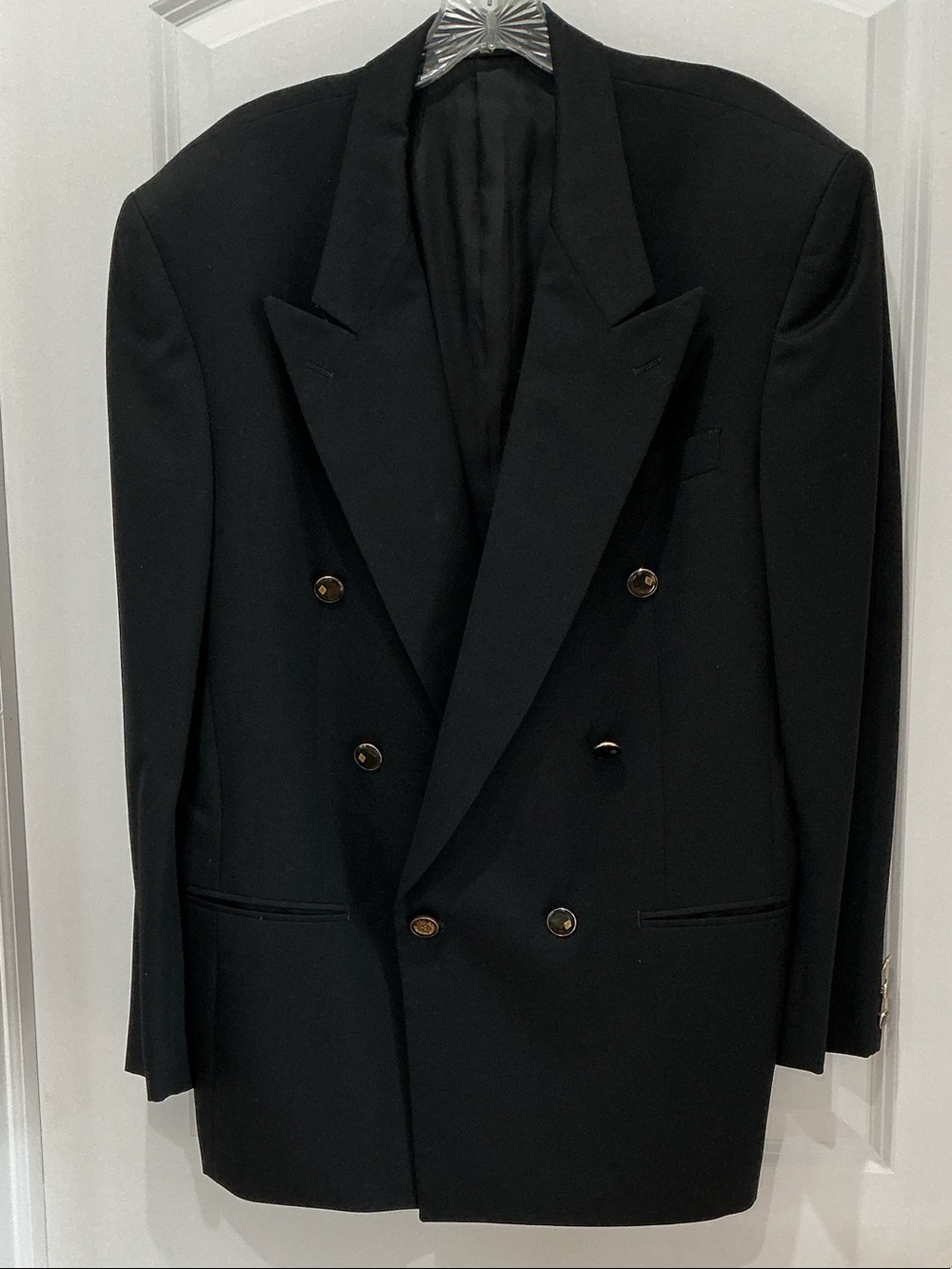 Double-Breasted Black Men's Suit Blazer